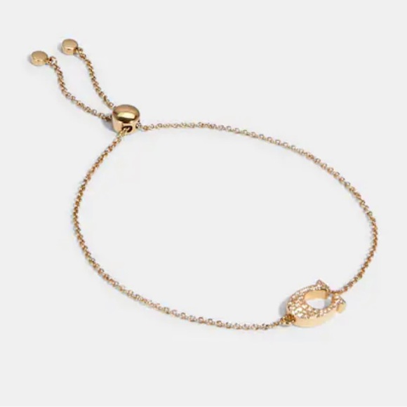 Coach Jewelry - Coach Gold Pave Signature Slider Authentic Bracelet